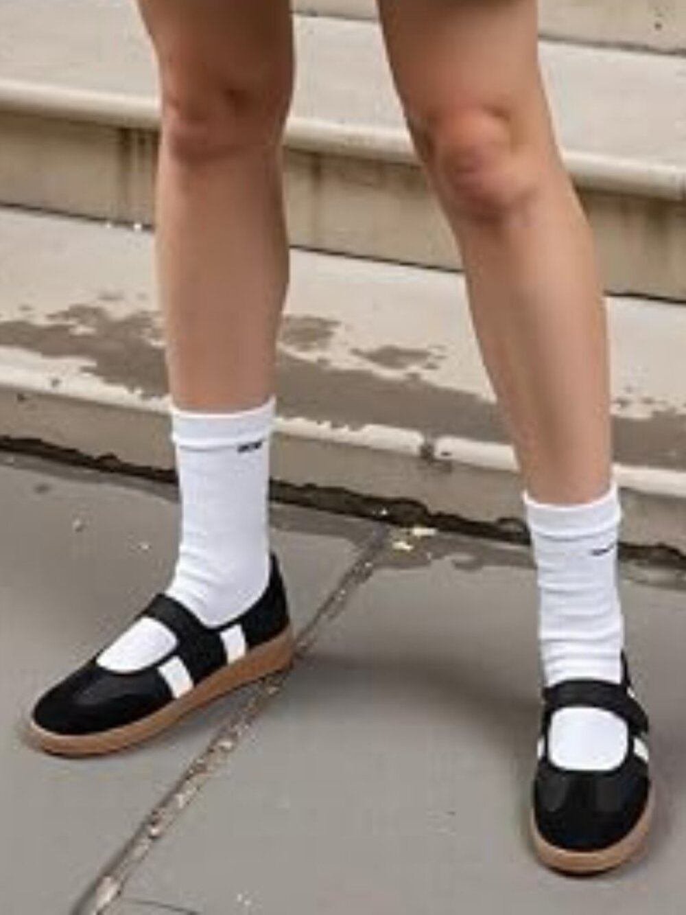 Mary Jane Sneakers Slip On Ballet Flats Retro Walking Shoes Hook & Loop Black